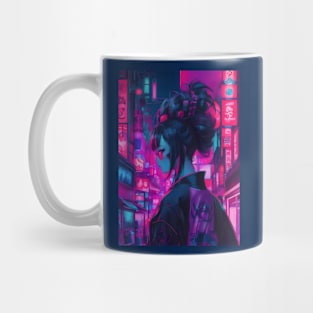 Neon Japanese princess in cyberpunk Mug